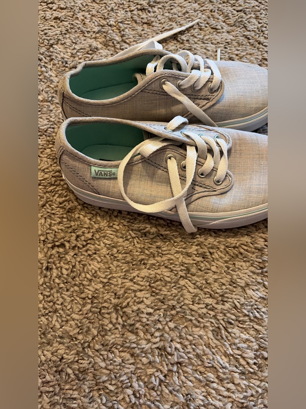 Vans Low Top Sneakers in Light Gray with Mint Lining